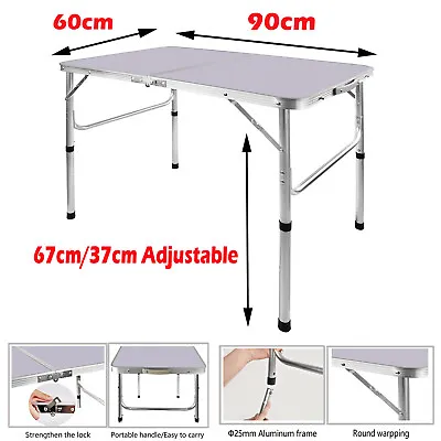 £32.40 • Buy 90CM Folding Table Portable Adjustable Height Camping Picnic Party BBQ Outdoor