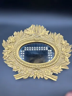 Vintage Ornate Gold Resin French Style Hollywood Regency Small Oval Mirror 13.5” • $28.98