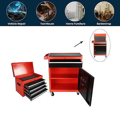 2 In 1 Iron Rolling Chest Cabinet Storage Tool Box Cart 5 Drawers& Rubber Wheel • $148.49