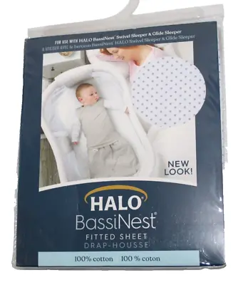 Halo BassiNest Fitted Sheet 100% Cotton Grey Pin Dot • $12.95