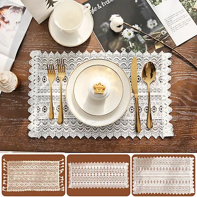£6.23 • Buy Boho Crochet Placemat Tassel Lace Place Mat Wedding Party Dining Table Decor UK