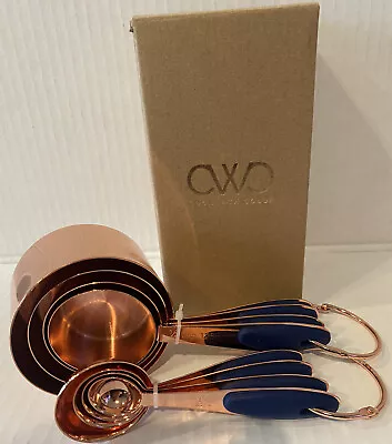 Cook With Color 8 Piece Copper Measuring Cups And Measuring Spoon Set Navy • $20