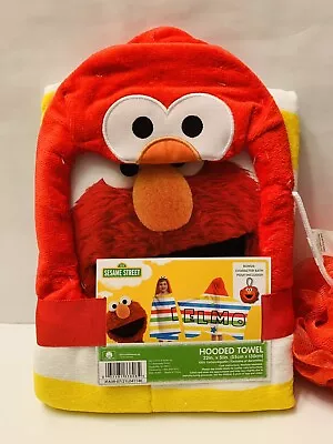 Kids Sesame Street Elmo Hooded Towel -100 % Cotton- 22  X 51  Inches- NEW/SEALED • $24.99