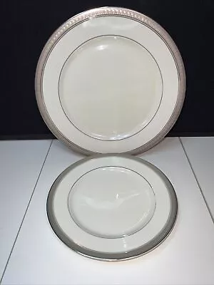 Mikasa Palatial Platinum Dinner & Salad Plates L3235 Hearts Rim • $40