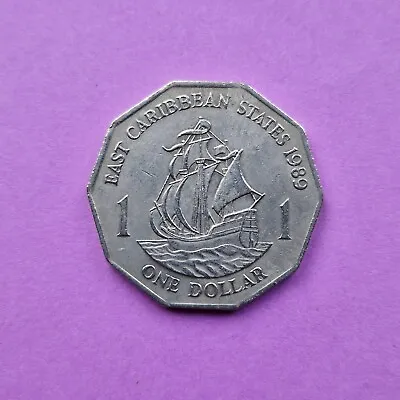 1989 East Caribbean States Francis Drake Golden Hind $1 One Dollar Circulated • £1.80