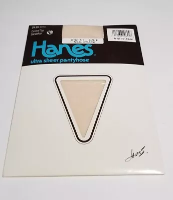 New Vintage 1988 Hanes Ultra Sheer Pantyhose 710 Peach Shadow Control Top B • $7.12