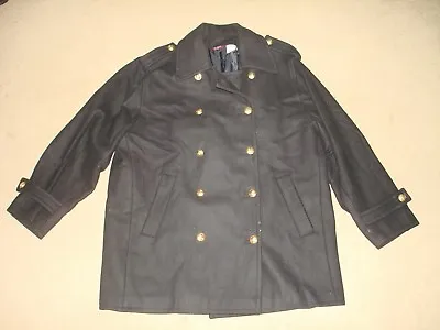 Vintage Norther Style Wool Overcoat Pea Coat Peacoat With Eagle Buttons Size 8 • $18