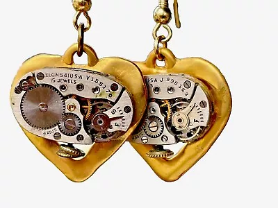 Handmade Steampunk Style Earrings Antique Watch Movements Hook Style Unique • $35