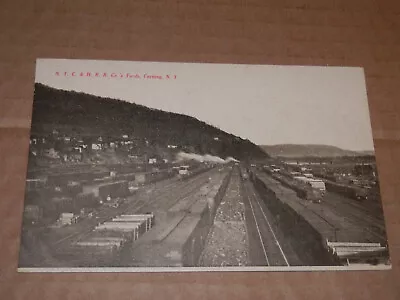 CORNING NY - 1907-1915 ERA POSTCARD - N.Y.C. & H.R.R. Company's Railroad Yards • $6.95