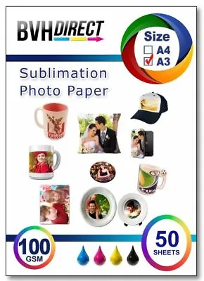 A3 Subli Fabric 100g Sublimation Transfer Paper 50 Sheet For T-Shirt & Fabrics • £14.99