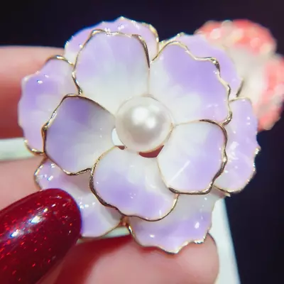 Pearl Brooch Enamel Flower Brooches Simple Pins For Women Jewelry Gift • $6.29