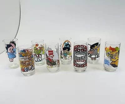 Vintage Mixed Character Restaurant Glasses Mc Donalds And More. (Lot Of 8) • $49.95