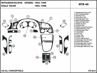Interior Carbon Fiber Dash Trim Kit For Mitsubishi Eclipse Convertible 1995-1999 • $210