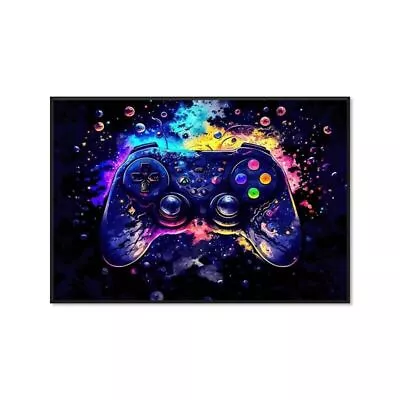 Playstation Neon Gamer Urban Gaming Unframed CANVAS WALL ART Picture Print. X • £16.95