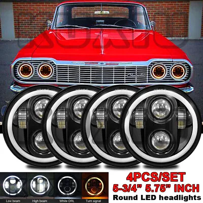 4PCS 5 3/4  5.75 Inch Round LED Headlights Halo DRL For Buick Riviera 1963-1974 • $101.99