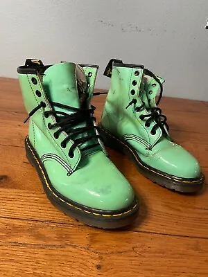 Dr. Martens Vintage 1460 Turquoise Patent Leather Boots UK6/US8 • $79.95