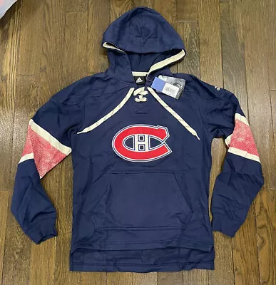 Montreal Canadians Adidas Jersey Lace-Up Pullover Hoodie - Blue Men’s Small $100 • $48