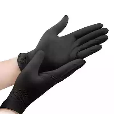 100 PCS Black Disposable Nitrile Gloves Mechanic Blend Powder Free Industry • $17.99