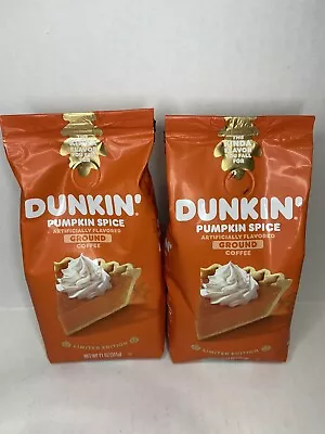 $29.99 • Buy Dunkin' Donuts Pumpkin Spice 11oz Ground Coffee Two (2) Expires 7/2023 Sealed