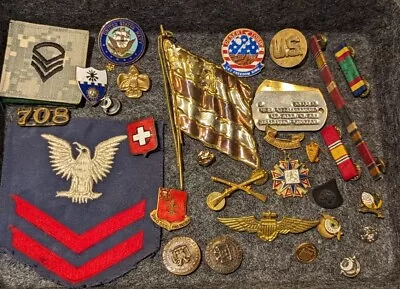 Vintage Lot Of US Military Armed Forces Pins Ribbon Bars Patches Tacks • $19.99