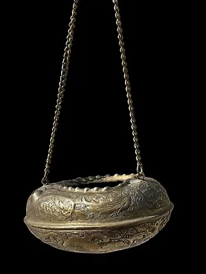 Antique Middle Eastern Persian Islamic Brass Kashkool Kashkul Beggars Bowl • $399