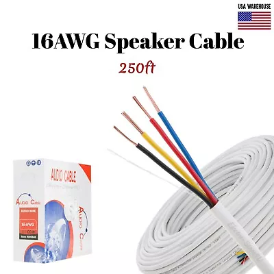 16AWG Speaker Cable 250ft CL2 In Wall 16/4 Gauge 4 Conductor Bulk Audio Wire New • $52.99