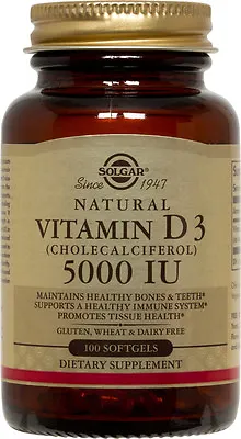Solgar Vitamin D3 Cholecalciferol 5000 IU 100 Softgels • $13.13