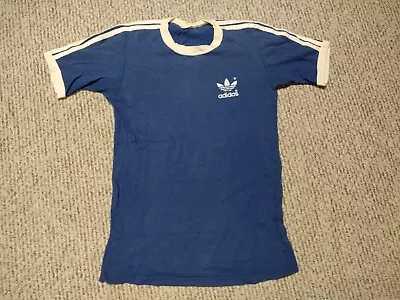 Vintage 1980's Adidas Ringer Trefoil Logo Stripes Shirt Retro Rare Soccer • $89.99