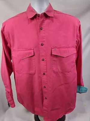 Patagonia Vintage Shirt Mens M Red Cotton Canvas Long Sleeve Made Hong Kong • $35