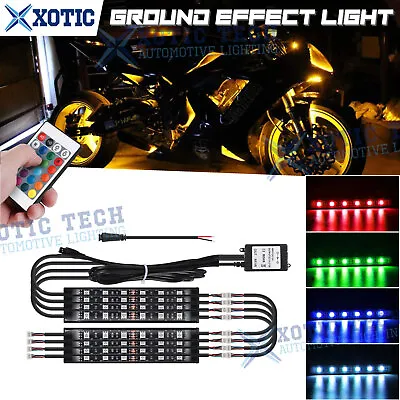 8x RGB Motorcycle LED Light Accent Under Glow Neon Strip For Harley Honda Yamaha • $29.89