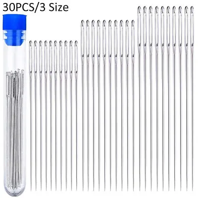 30PCS Large Eye Needles Hand Sewing Tool With Storage Tube For Act Crafts 3 Size • $7.99