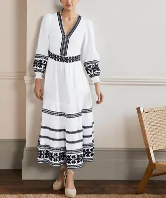 Boden Nadia Embroidered Maxi Dress Size 12 White Colour D0194   Br/2 • £59.95