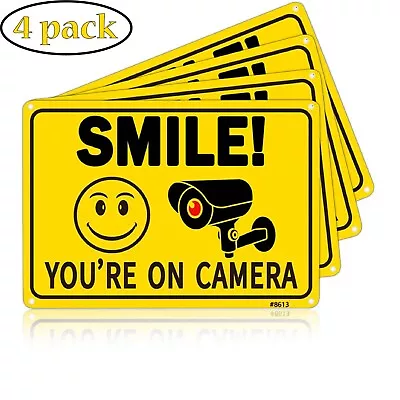 4-Pack Smile You’re On Camera Sign Video Surveillance Signs Outdoor • $13.99