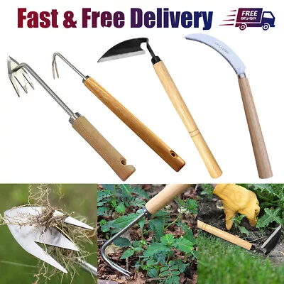 Garden Hand Weeder Tool Dandelion Remover Puller Manual Digging Fork Sickle Hoe  • £13.88