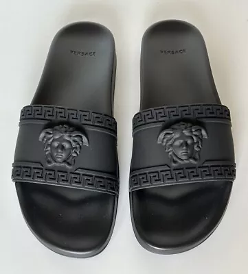 NIB $375 VERSACE Medusa Head Men's Black Sandals 13 US (46 Euro) DSU5883 Italy • $219.99