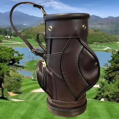 Vintage Brown Mini Golf Bag Beer Wine Cooler Den Caddy 11.5  X 7.5  X 5  • $34.99