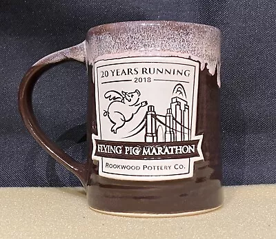 2018 Cincinnati Flying Pig Marathon Rookwood Pottery Mug Brown Drip Glaze • $16