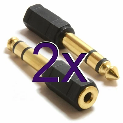 £2.88 • Buy [2 Pack] 3.5mm AUX Mini Jack Socket To 6.3mm Jack Plug Headphone Adapter GOLD