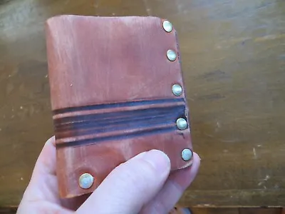 Bi Fold Vintage Rivet Leather Wallet - Handmade In The USA • $13.99