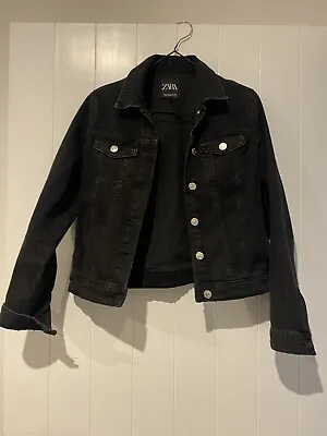 Zara Black Denim Jacket Size Small. Fit 6-10 • $20