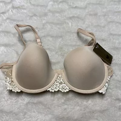 Wacoal Women's Beige Nylon Stretch Embrace Lace Petite Underwire Push Up Bra 34B • $15.20