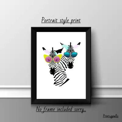 Zebra Fun A4 Picture Print Poster Wall Art Home Decor Unframed Gift New  • £3.99