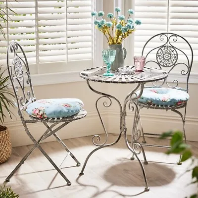 Grey Cast Iron Bistro Set Garden Furniture 3 Pc Outdoor Patio Table Chairs For 2 • £279.99