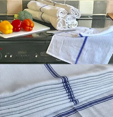 Luxury Linen Cotton Glass Towels Set Cleaning Drying Kitchen Cloths Pack Of 10 • £9.76