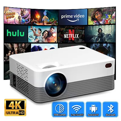 Smart Projector Android 1080P 5G WiFi Bluetooth Video Home Theater HDMI USB Gift • $74.99