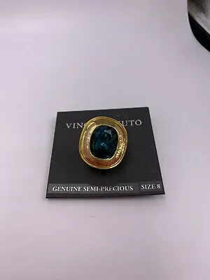 $38 Vince Camuto Gold Tone Semi Precious  Large Blue  Stone Ring Size 8 VC1 • $35.86