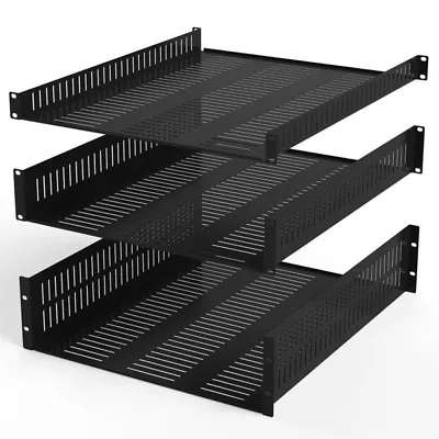 1U Vented Rack Shelf With Rear Support 558mm/21.97  Deep RSU01-600 By Penn Elcom • £71.59