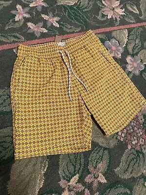 J. Crew 6  Men's Printed Swim Trunk -Yellow Patterned- X-Small XS 6-inch NWT • $16.99