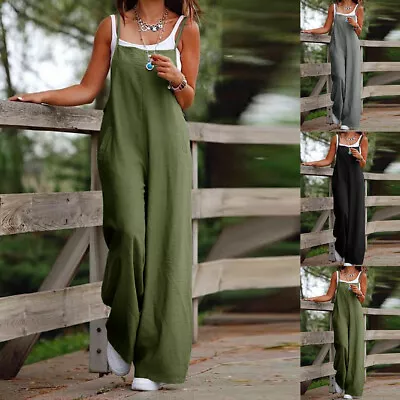 Women Strappy Loose Dungarees Jumpsuit Oversized Romper Baggy Overalls Ladies AU • $32.66