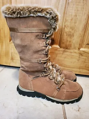 Sketchers Shape Ups Women's Winter Snow Boots 6.5 Tan Brown Fur Suede Leather • $24.99